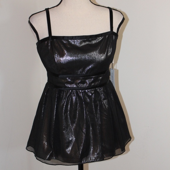 Calvin Klein, Y2K black metallic babydoll top - Picture 3 of 11